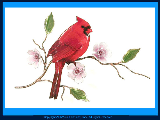 Cardinal on Cherry Blossom W4450 Metal Wall Sculpture by Bovano