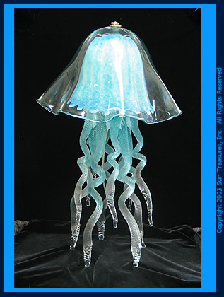Jellyfish Lamp Double Dome Art Glass Sculpture Joel Bloomberg