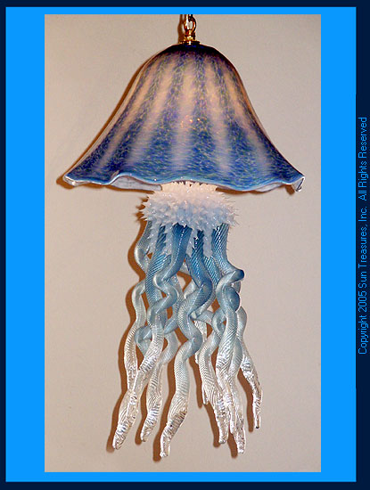 Custom Jellyfish Chandelier Single Dome Art Glass Sculpture Joel Bloomberg