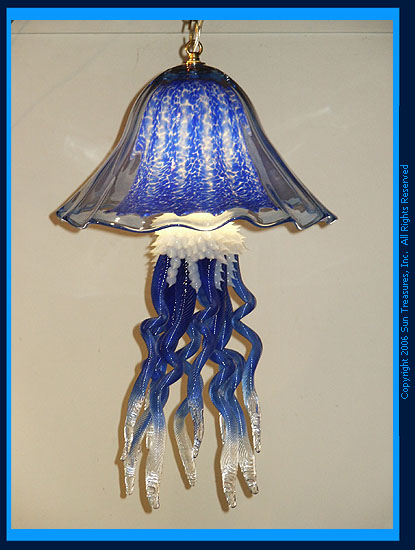 Custom Jellyfish Chandelier Double Dome Art Glass Sculpture Joel Bloomberg