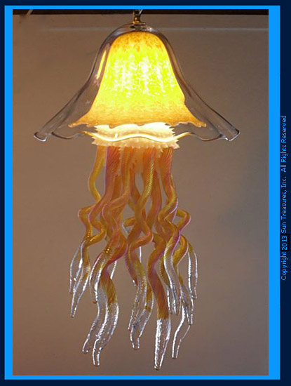 Custom Jellyfish Chandelier Large Double Dome Art Glass Sculpture Joel Bloomberg