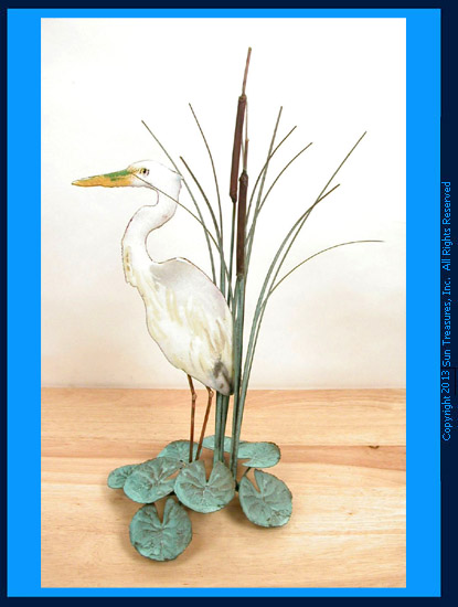 Egret in Cattails T06 Tabletop Sculpture Bovano of Cheshire