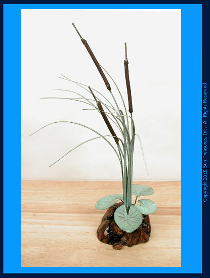 Windblown Cattails T08 Bovano of Cheshire Tabletop Sculpture