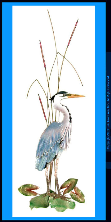 Majestic Great Blue Heron W313R Metal Wall Art Bovano of Cheshire