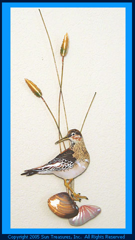 Sandpiper with Shells-Vertical. W324 Bovano Metal Wall Art