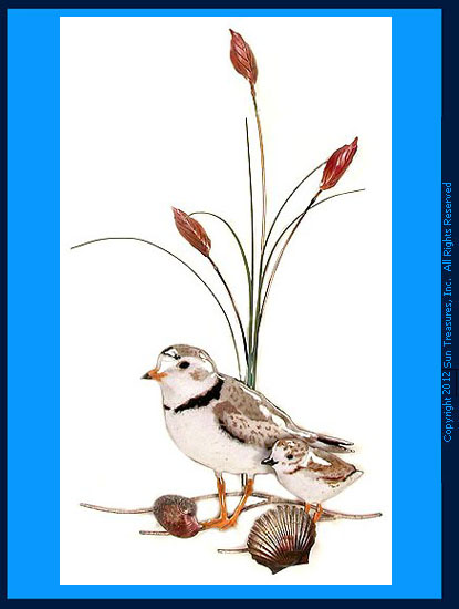 Piping Plover with Baby Plover W367 Bovano Wall Art