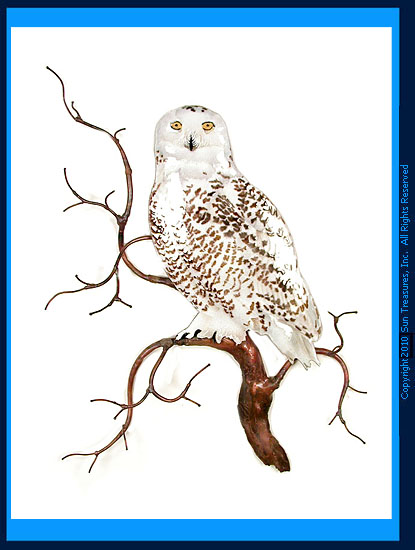 Snowy Owl on Branch W8092 Bovano Wall Sculpture