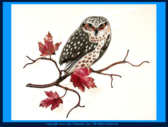 Owl on Maple Leaf Branch W8093 Bovano Wall Art