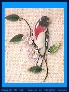 Rose Breasted Grosbeak Metal Bird Wall Art Sculpture by Bovano of Cheshire W4116 