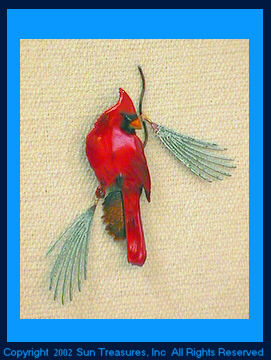 Male Cardinal on Pine W4127 Metal Wall Art by Bovano of Cheshire