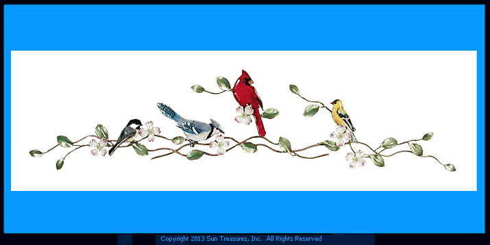 Songbirds on Dogwood Bough W4416 Wall Art Sculpture by Bovano