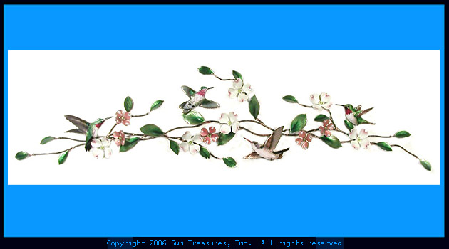 Hummingbirds on Dogwood Bough Wall Sculpture W4708 by Bovano