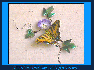 Tiger Swallowtail Butterfly with Lavender Flower. B81 Metal wall sculpture by Bovano.