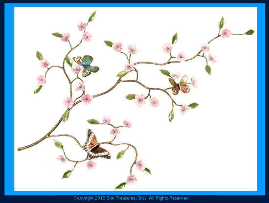 Chrerry Blossom Branch with Butterflies B901 Metal wall sculpture by Bovano.