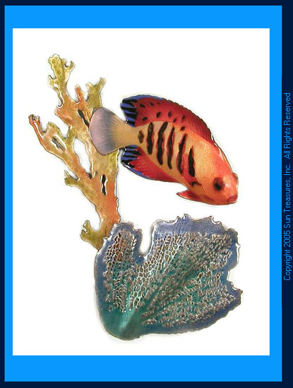 Flame Angelfish with Branching Coral W1601 Bovano Wall Sculpture