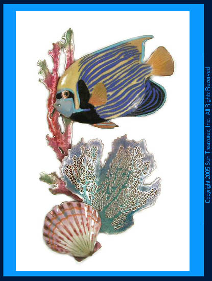 Emperor Angelfish with Coral and Scallop W1612 Bovano Wall Art