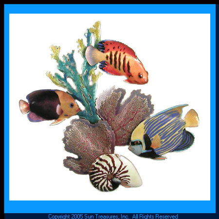 Bovano of Cheshire Angelfish Reef Scene Wall Sculpture