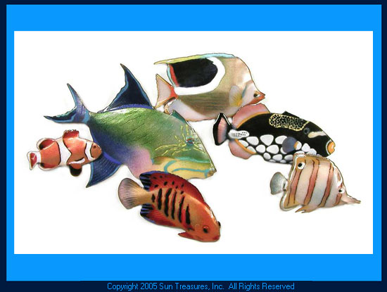 Small Coral Reef Fish Gathering W1631 Wall Sculpture Bovano