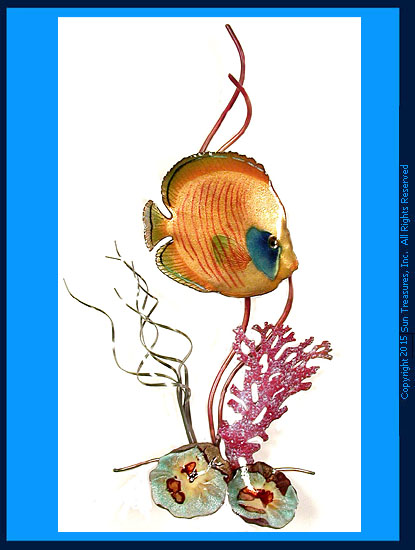Golden Butterfly Fish in Coral W1666 Bovano Wall Art