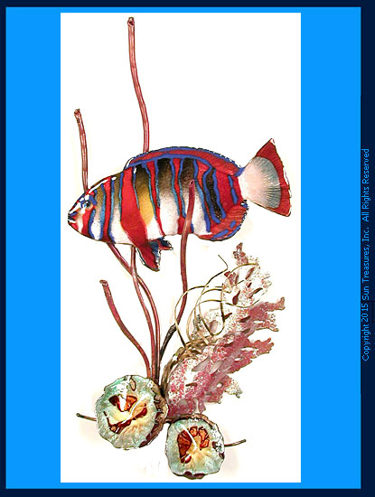 Harlequin Tusk Fish in Coral W1668 Bovano Wall Sculpture