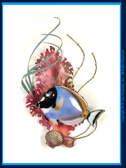 Powder Blue Surgeonfish and Coral W1945 Wall Art Bovano