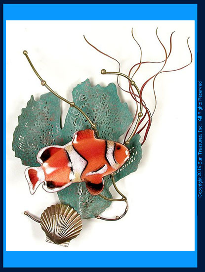 Anemone Fish with Sea Fan W1949 Metal Wall Sculpture