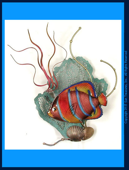 King Angelfish with Sea Fan W1950 Wall Sculpture