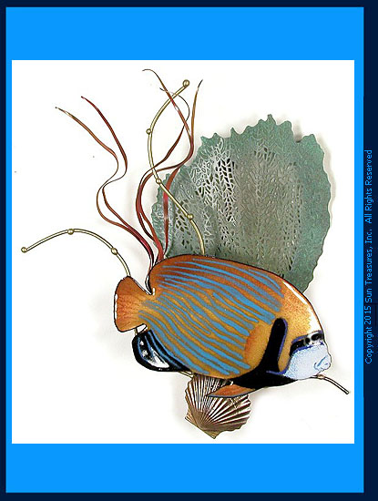 Emperor Angelfish with Sea Fan W1951 Metal Wall Art