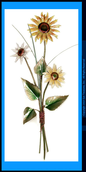 Sunflower Bouquet F102 Metal Wall Sculpture Bovano of Cheshire