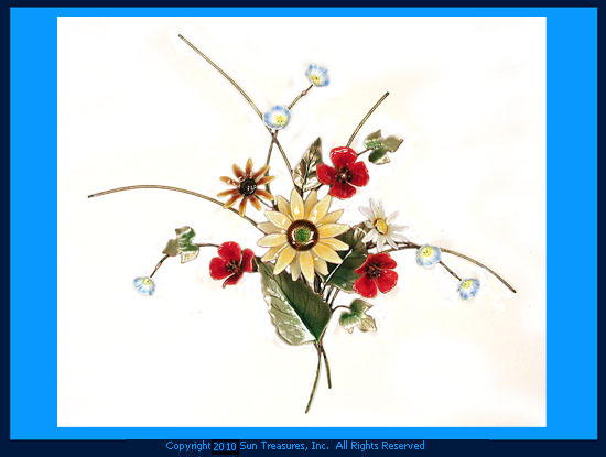 Tuscan Poppies with Sunflower F103 Bovano Wall Sculpture