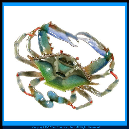 Blue Crab Wall Art. Bovano of Cheshire Sculpture. W189B