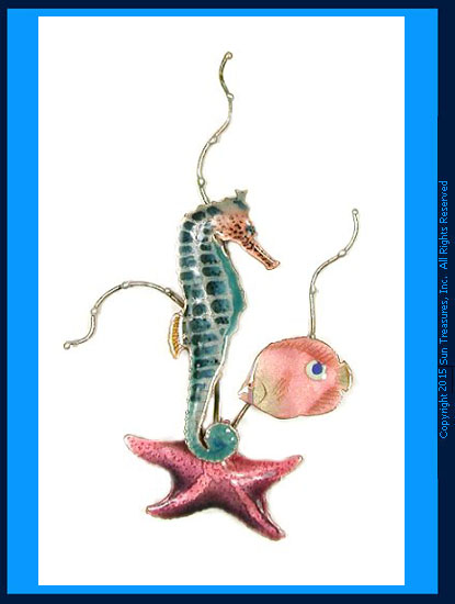 Seahorse with Star Fish W1928 Metal Wall Sculpture Bovano