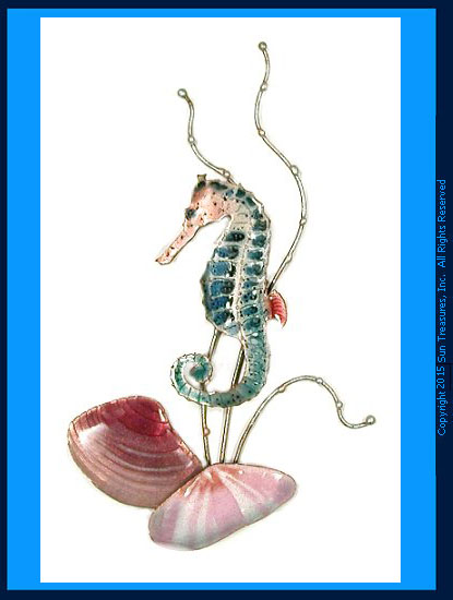 Seahorse with Star Fish W1928 Metal Wall Sculpture Bovano