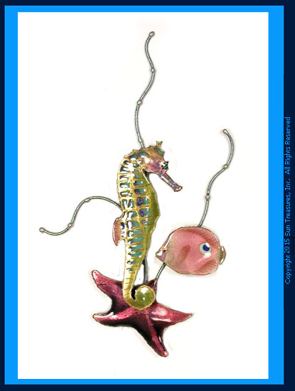 Seahorse with Butterfly Fish W1943 Bovano Wall Art