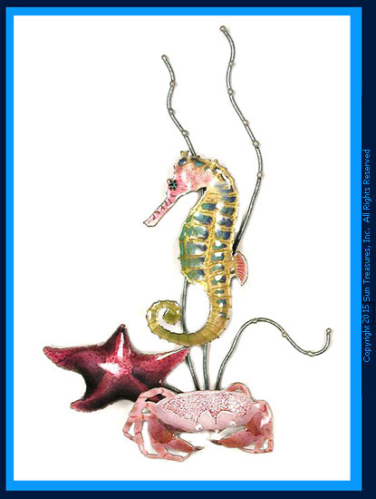 Seahorse with Crab W1944 Metal Wall Art Bovano