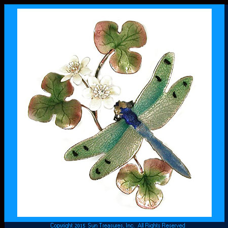 Dragonfly Green Winged With Flower W7614 Bovano Wall Sculpture