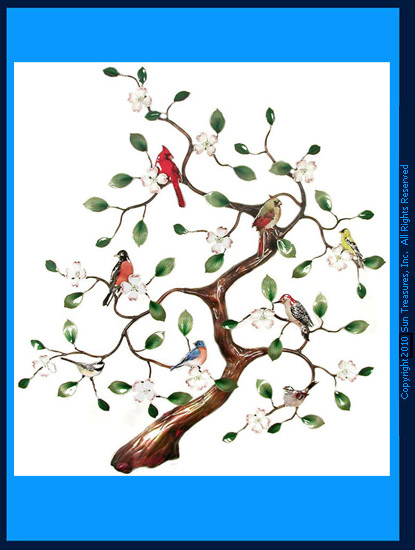 Large Dogwood Tree and Songbirds W4400 Bovano Wall Sculpture