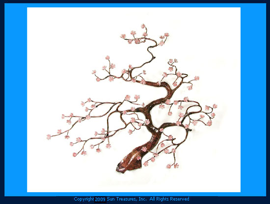 Wall Art. Metal Tree with Pink Blossoms W91 PINK by Bovano