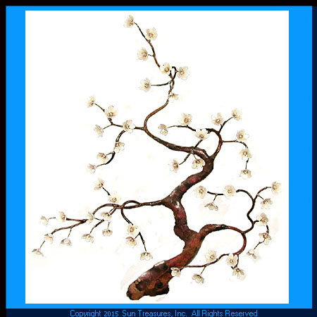 Wall Art. Metal Tree with White Blossoms. W91 WHITE by Bovano
