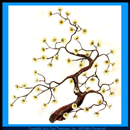 Wall Art. Metal Tree with Yellow Blossoms. W91 YELLOW Bovano