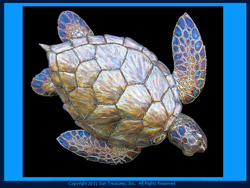 Gary Caldwell Large Sea Turtle Metal Wall Art Sculpture