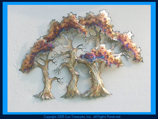 Gary Caldwell Triple Tree Metal Sculpture Wall Art