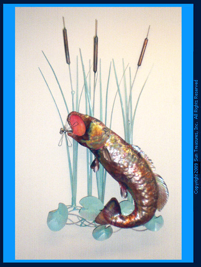  Bass and Cattails by Max Howard Metal Wall Art  Sculpture